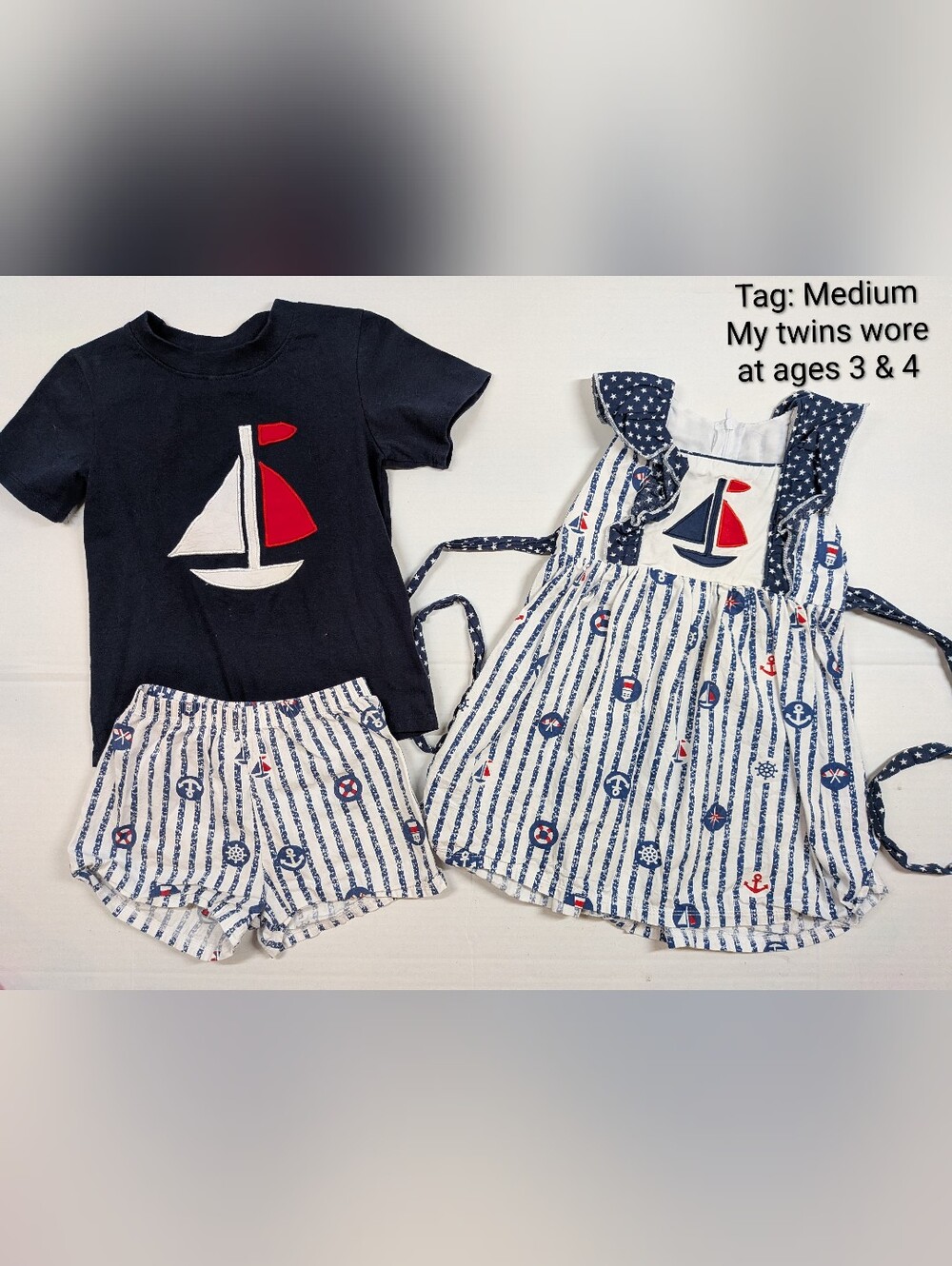 Boy Girl Twin Matching Sailboat Dress And Top